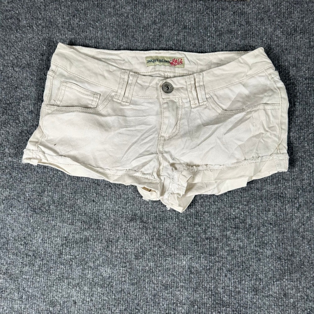 Paris Blues Shorts Womens Size 3 Ivory White Denim Low Rise Raw Hem Casual
